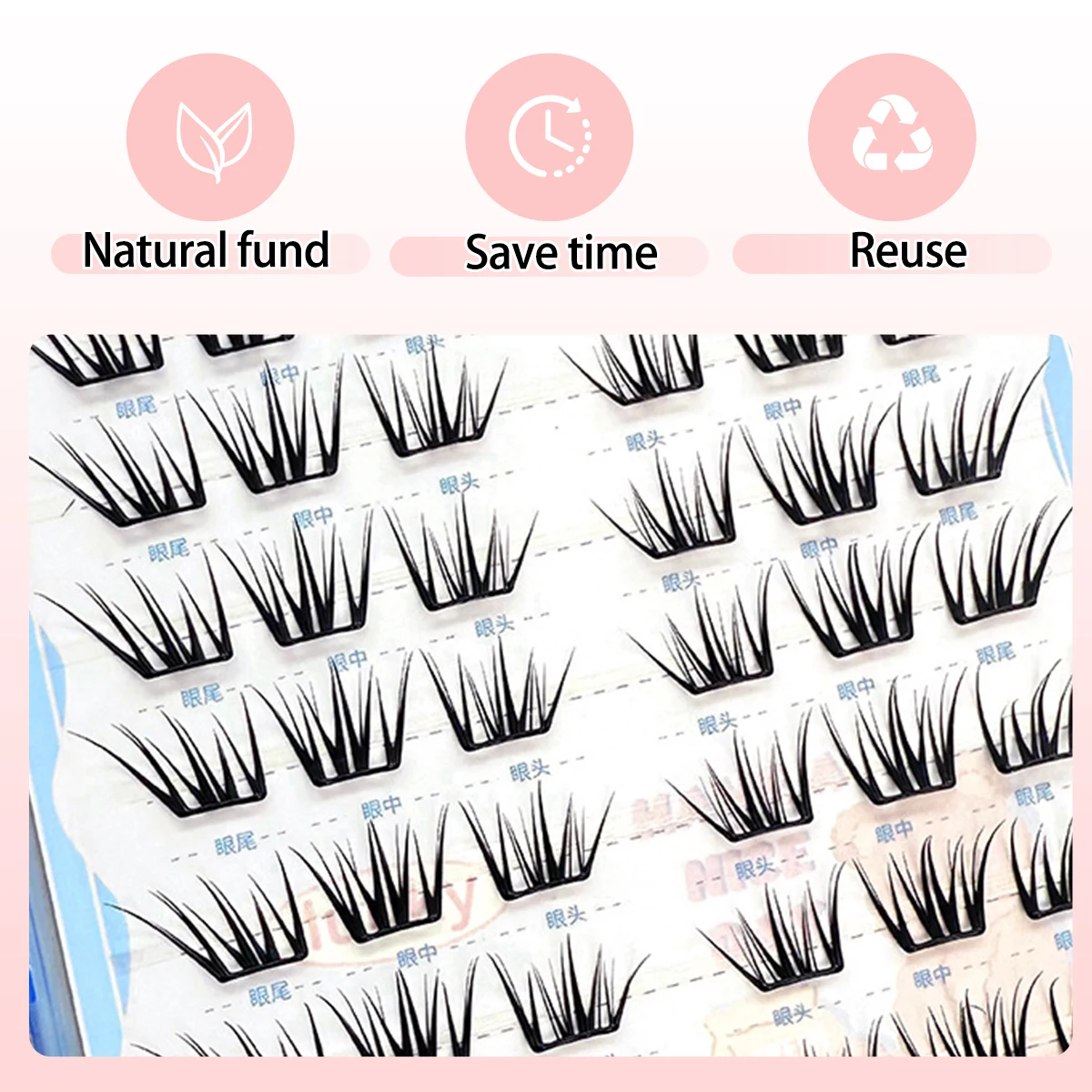 Ciglia finte Zero Touch Cluster di ciglia naturali ultra sottili Senza colla Ciglia autoadesive per il trucco quotidiano