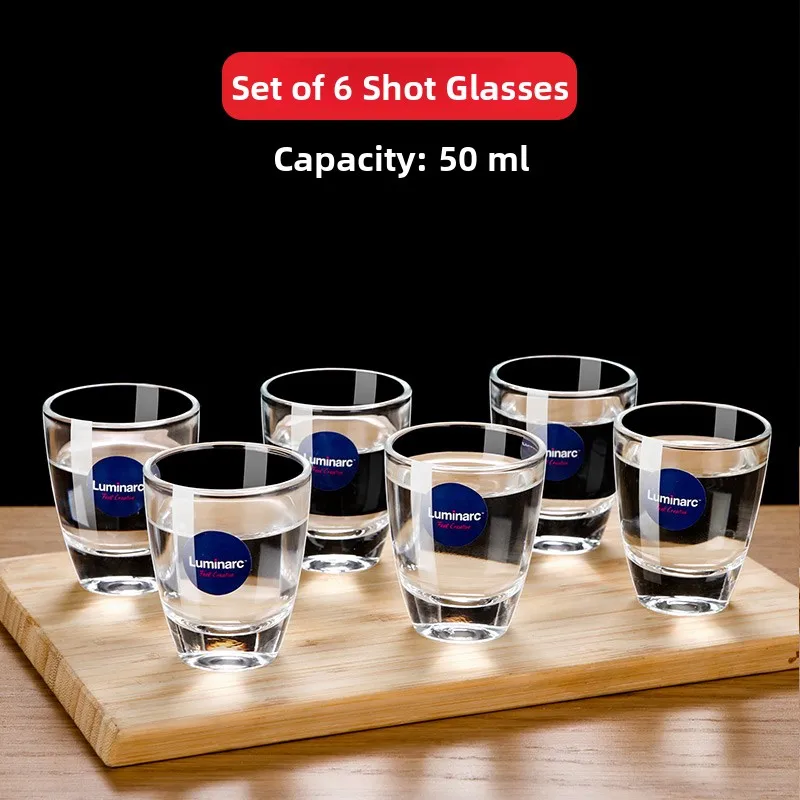 Luminarc Thick Bottom Glass White Wine Cup Set Small Liquor Cup Bullet Cup Drunk Cup Home Creative Drinking Set of 6
