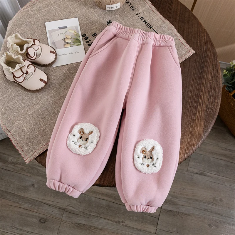 Winter Girls Pants Plus Velvet Trousers for Kids Thicken Children Joggers Children Leggings Girls Sport Pants Warm Baby Clothing