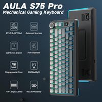 AULA S75Pro Gaming Mechanical Keyboard 75% PBT Keycaps Hot Swappable RGB Backlit 4000mAh Wireless Keyboard with LED Screen Knob