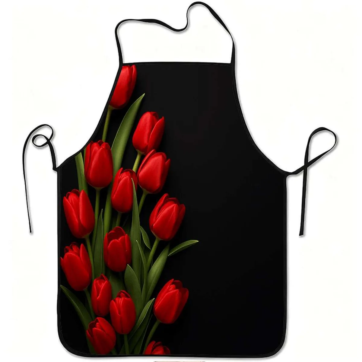 1pc of Red Tulip Patterned Apron, Sturdy And Easy to Maintain, with an Adjustable Waist, Made from Polyester, Suitable for Cooki