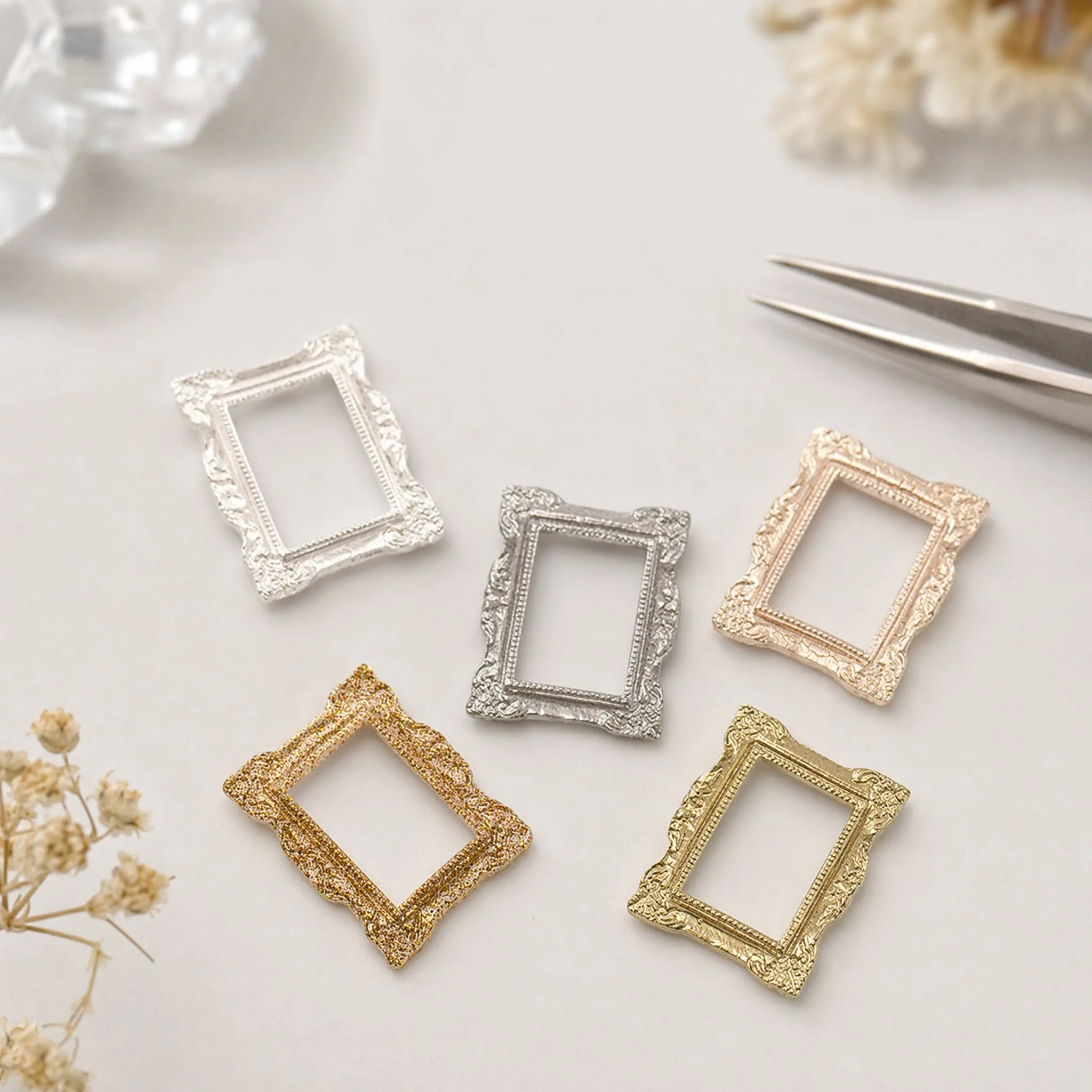 5Pcs Miniature Photo Frame Natural Resin Craft Decor for Dollhouse Layout Miniature House Design Micro World Photo Props