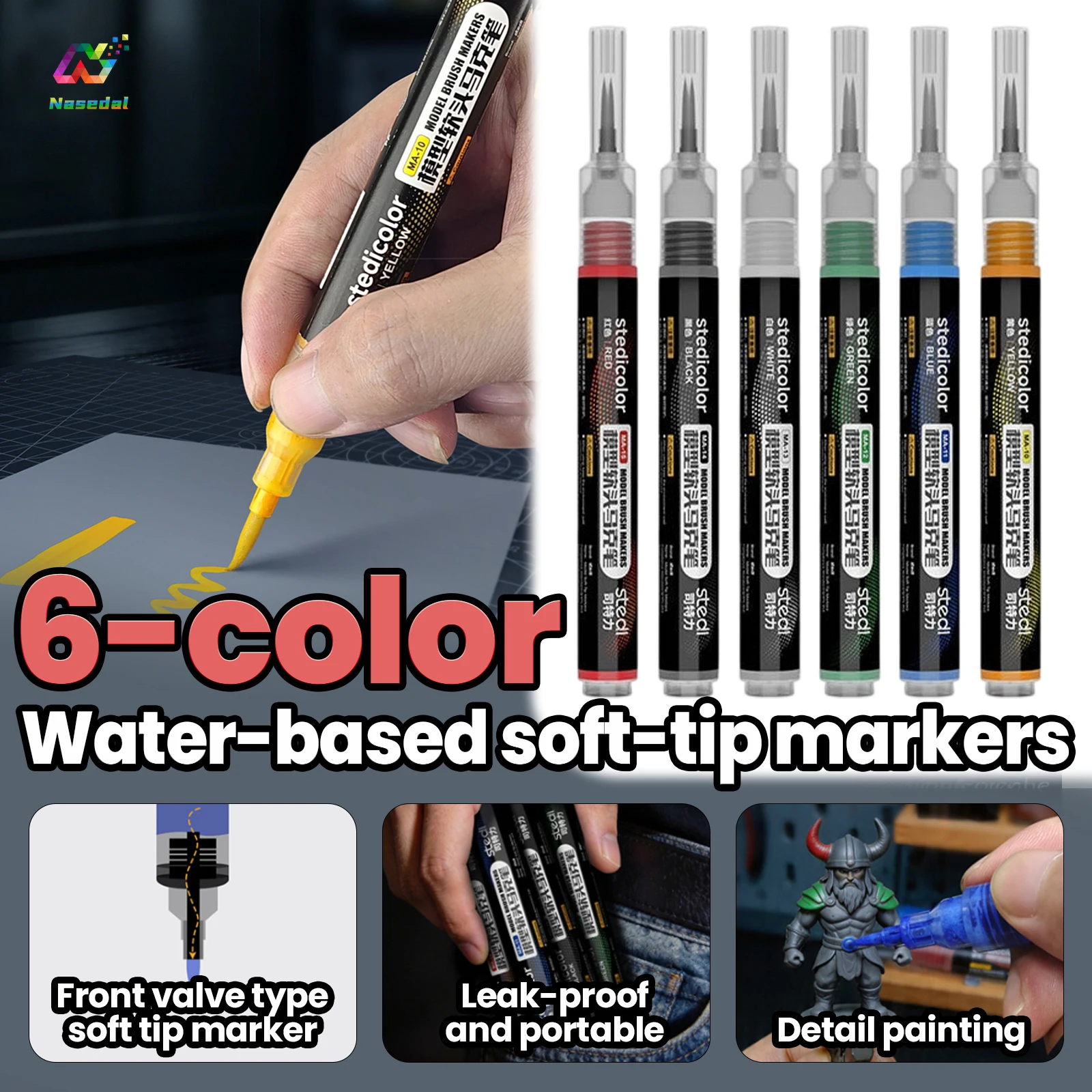 

Stedi MA10 MA15 Acrylic Paint Marker Front Valve Type Soft Tip Water Based for Gunpla Mecha Figure DIY Hobby Painting Coloring