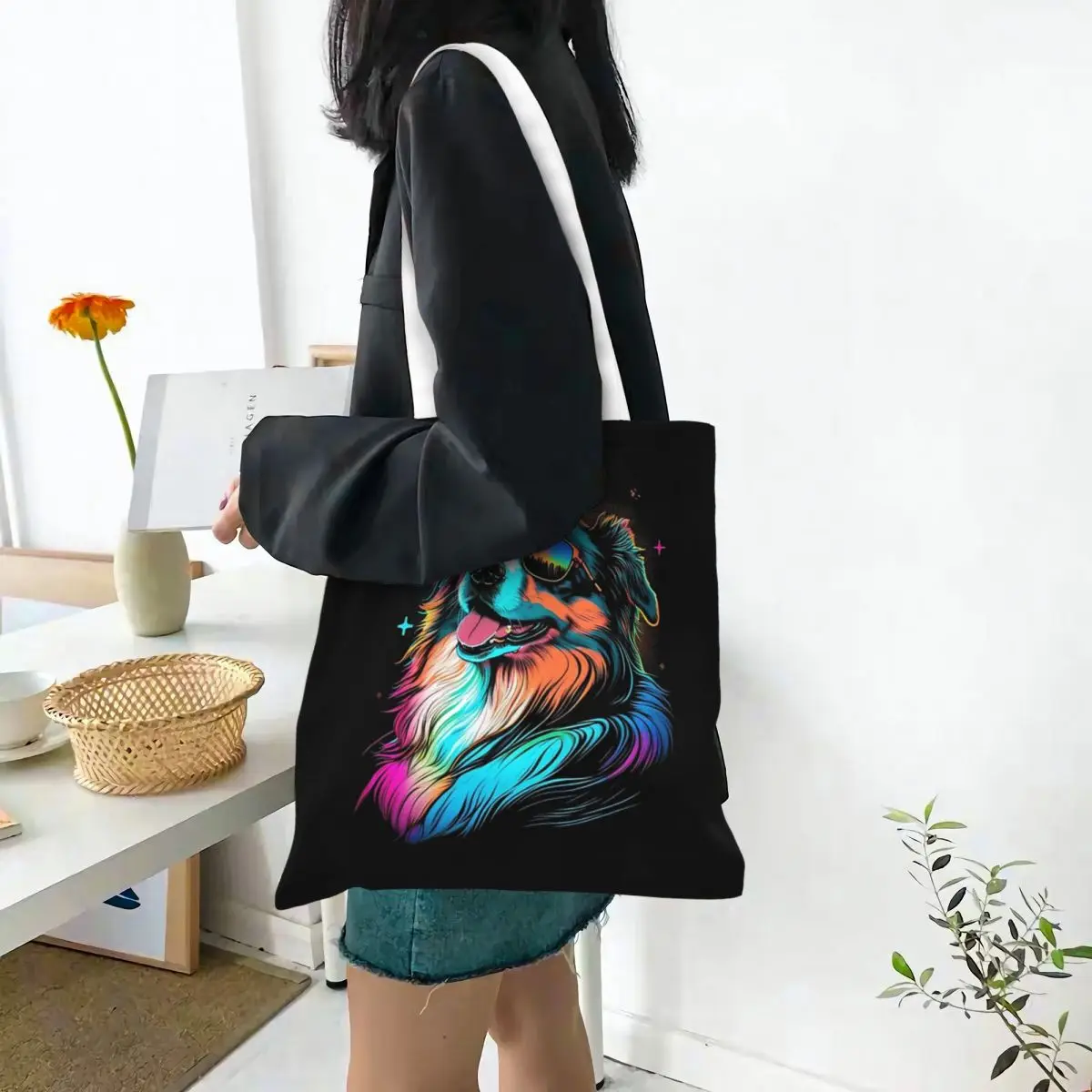 Shepherd Dog Shopping Bags Canvas The Tote Bag Reusable for Ladies Shoulder Tote Travel Handbag