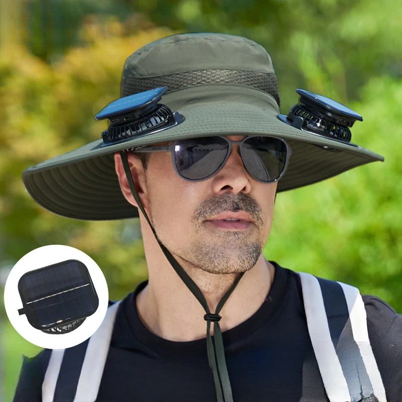 

Hat with Lithium Battery Electric Fan Hat for Men Outdoor Waterproof Double Fan Mountaineering HatOutdoor Camping Fishing