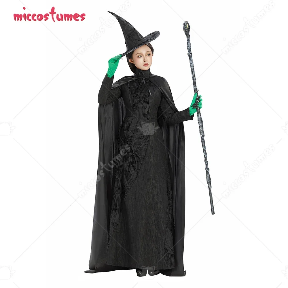 

miccostumes Women haikyuu Women Wick Witch Costume With Cape Hat Black Wizard Cosplay Halloween Cosplay Costumes