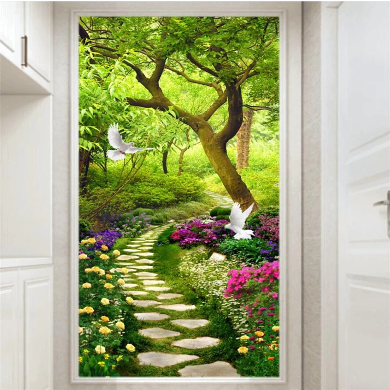 

Customized large mural forest path 3D porch wallpapers home decor living room corridor decorative painting hotel papel de parede