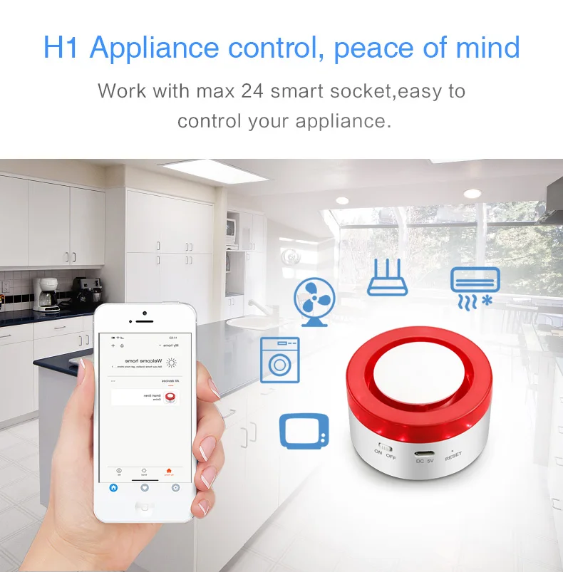 The Newest Home Self Smoke Tuya Smart Wireless Security Alarm System  H1  With Water Leak Detector