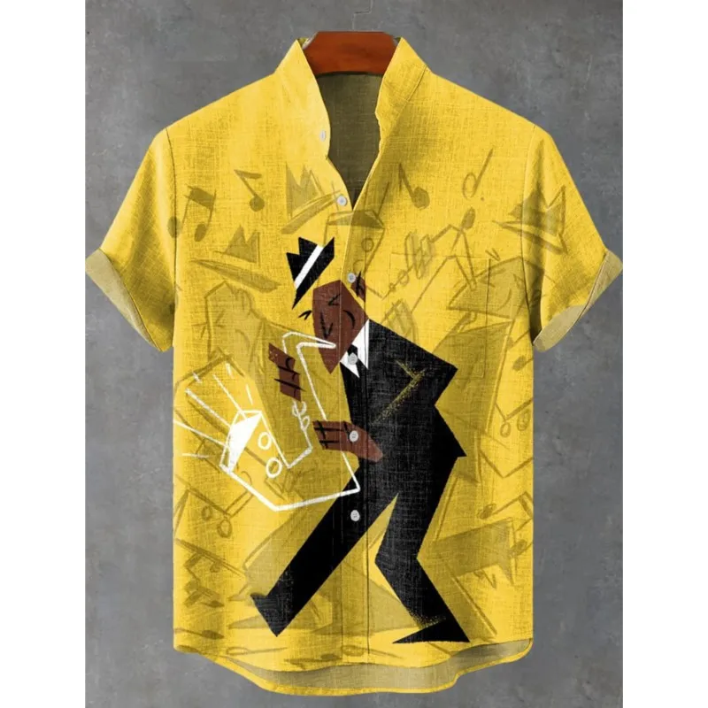 

Men's Hawaiian Linen Shirt 3D Fashion Imported Clothing Printed Single Breasted Men's Top Casual Wear Camisas De Hombre