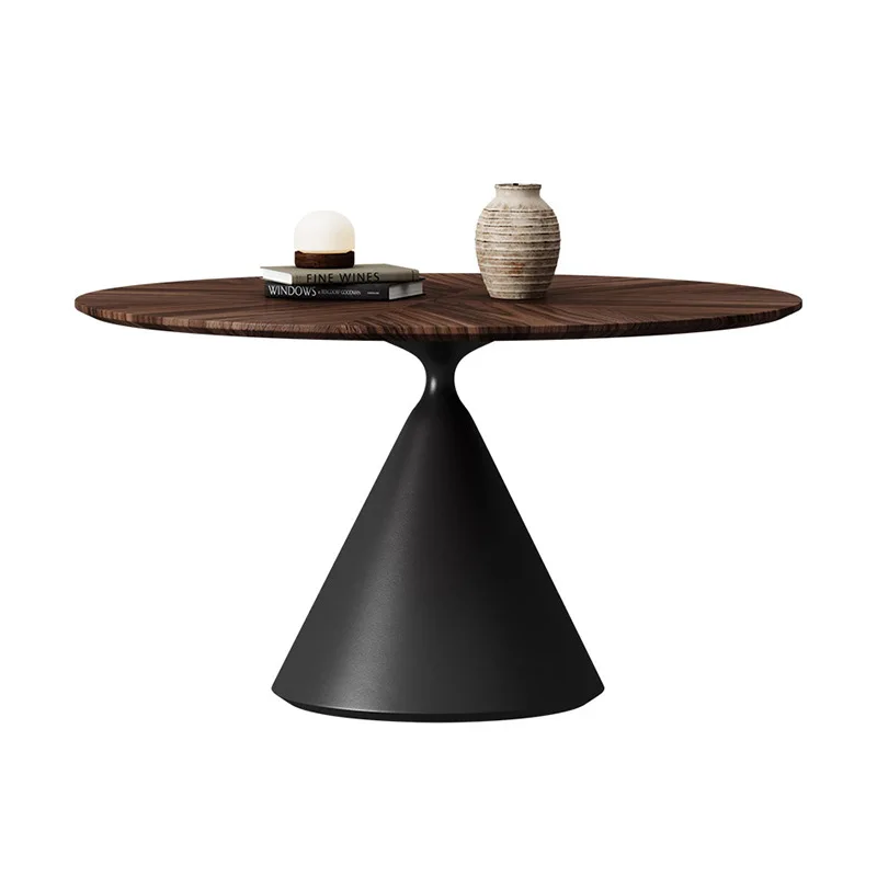 

Nordic, walnut color, solid wood, dining table, household, small apartment, round