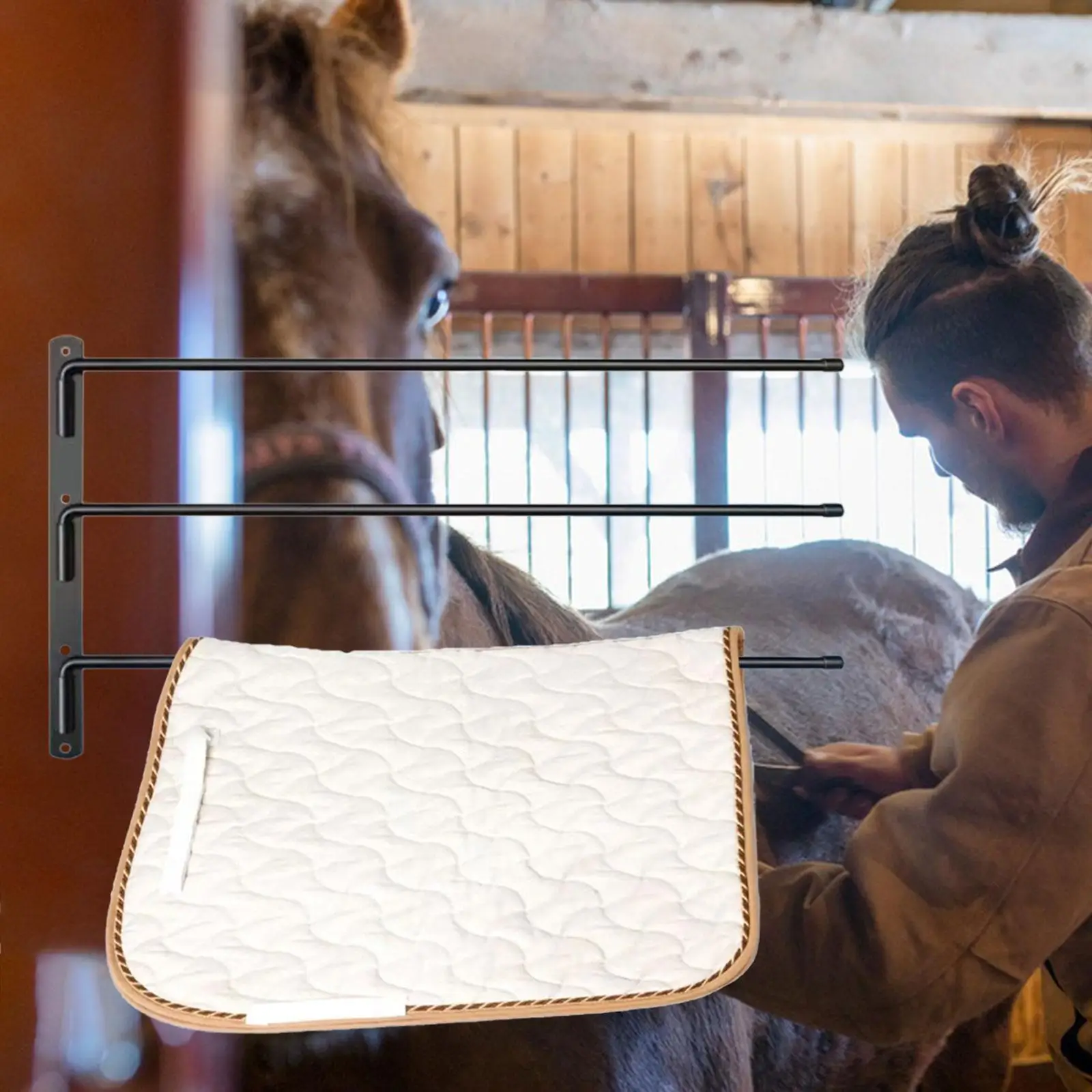 Horse Saddle Rack Organizer Display Holder Tack Room Outdoor Saddle Pad Rack