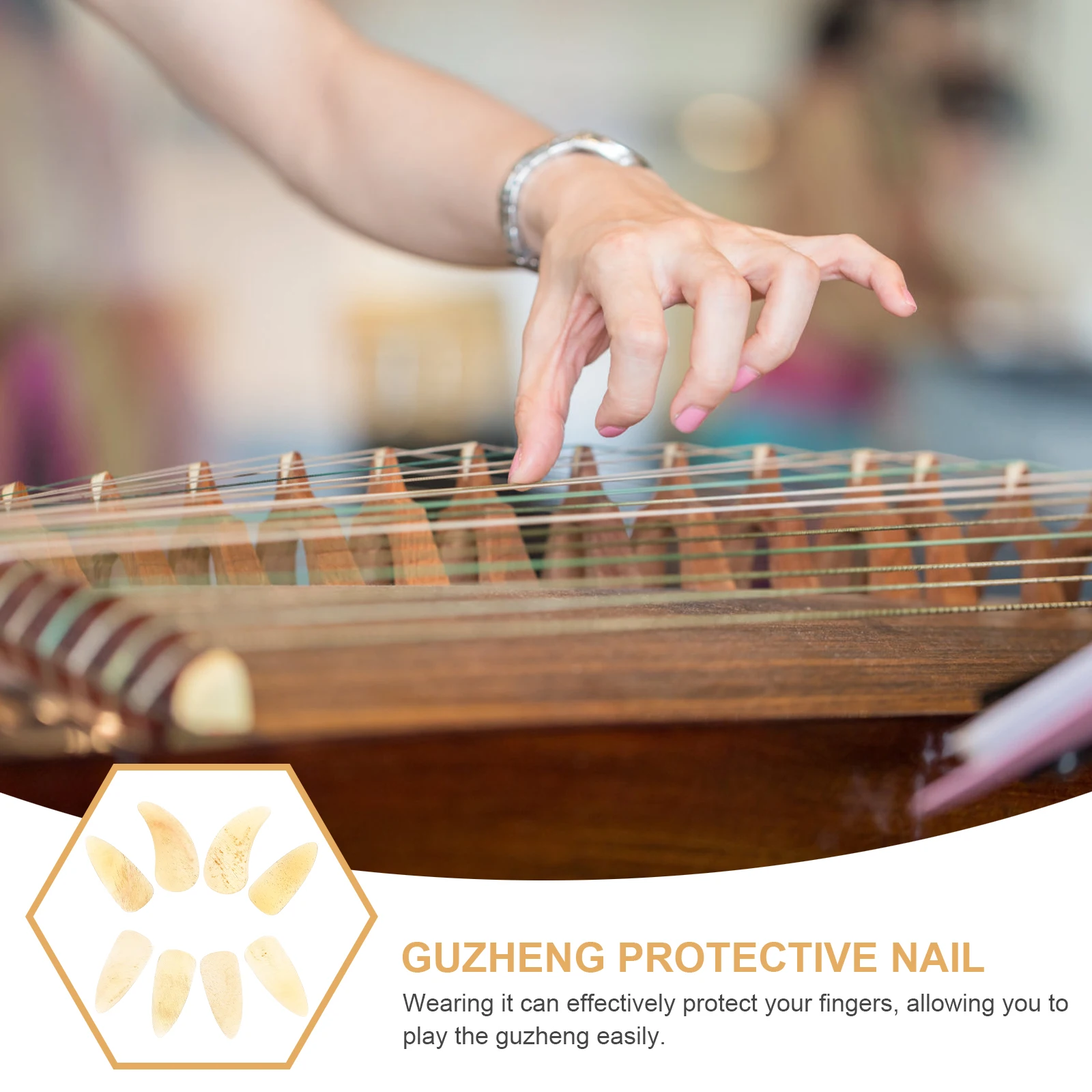 

8 Pcs Guzheng Nails Accessories Practical Zither Practice Tips Finger Picks Ukulele Protectors Protective Fake