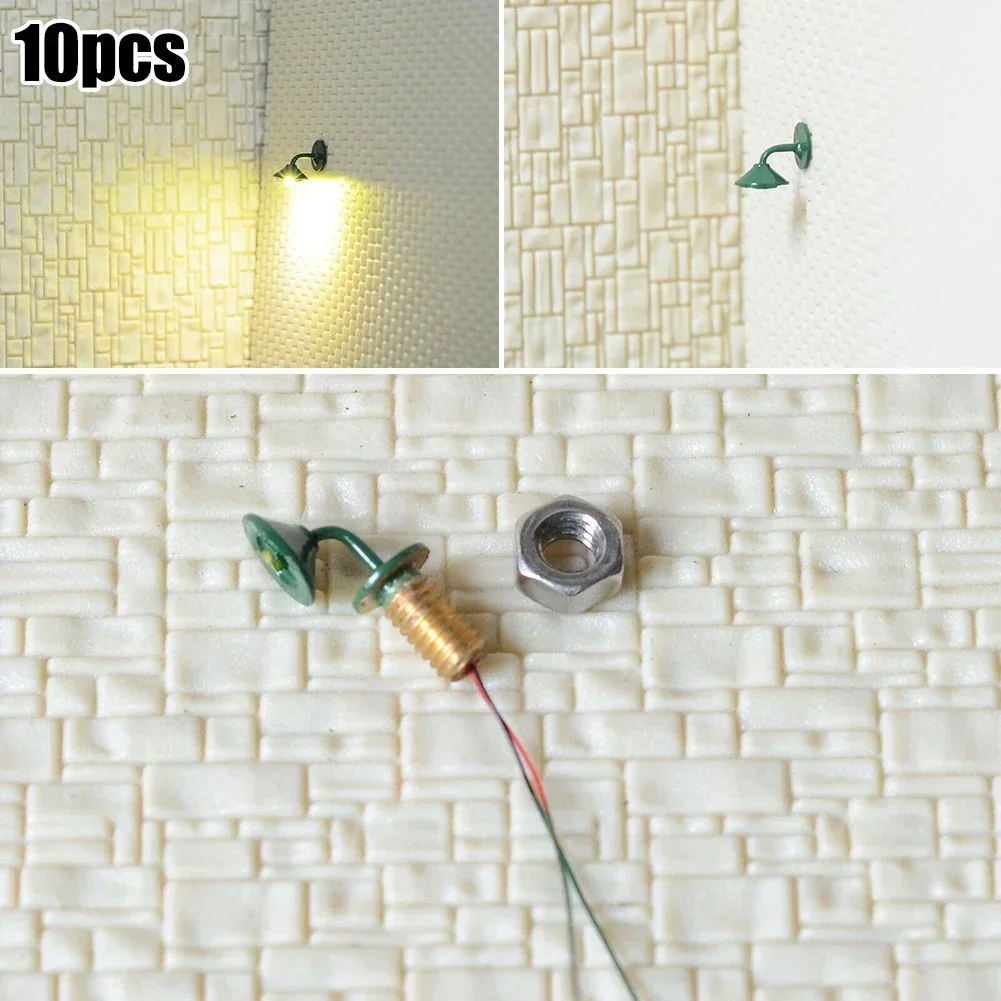 10pcs Model Wall Lamps LED Street Lamps 1-Flame For OO / HO Houses Building Set Model Garden Decor Wall Lights Model Accessories