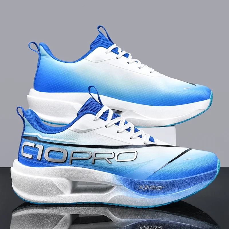 Men Carbon Plate Running Shoes Marathon Racing Sneakers Lightweight Breathable Absorbing Professional Athletic Sports Shoes