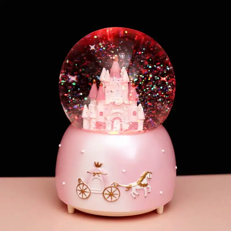 

Children's Crystal Ball Music Box Glass Snowflake Princ Dr Castle Birthday Gift Creative Japanese Sle 8 Notes Wind-up