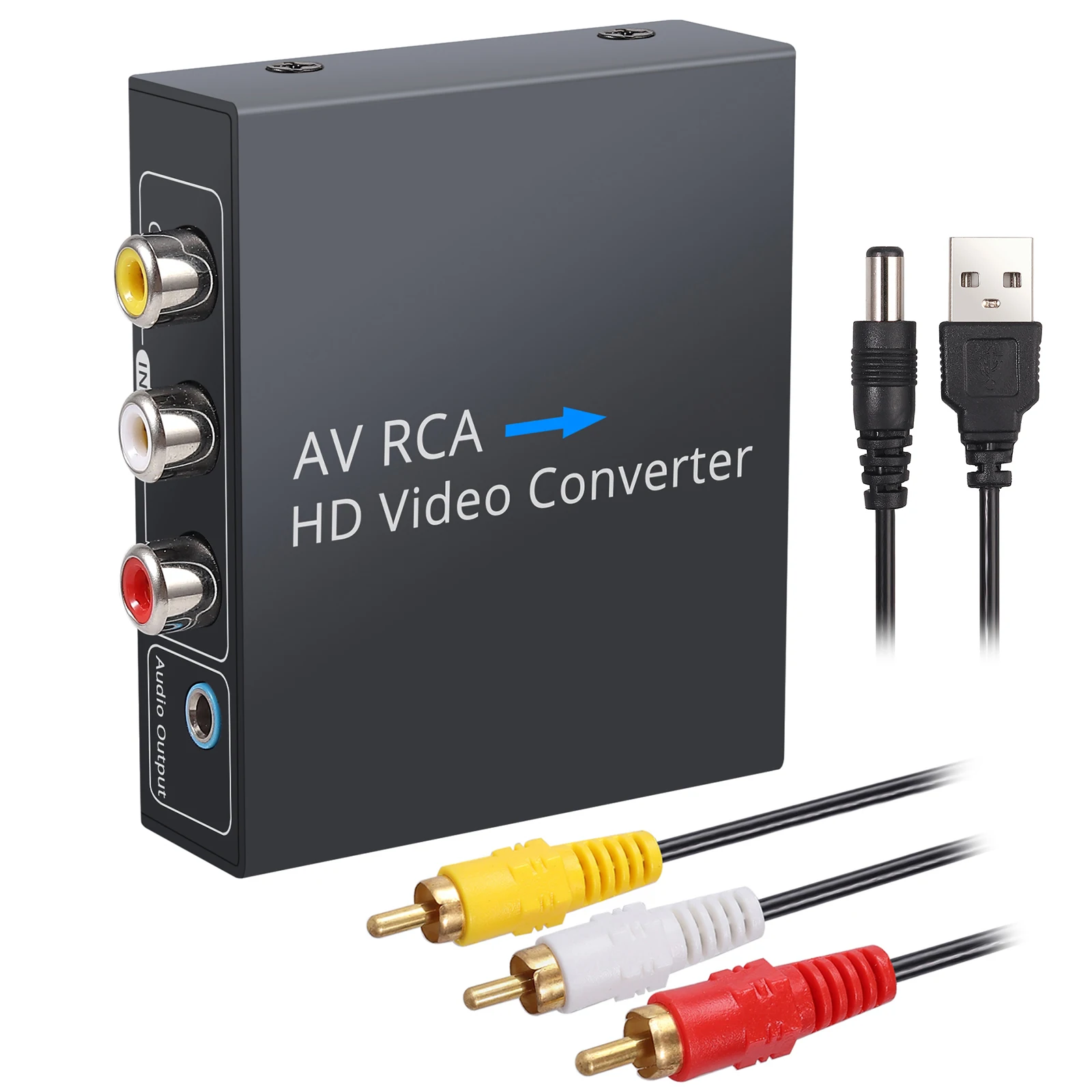 ESYNiC 1080P RCA do HDMI-kompatybilny konwerter AV na HDMI-kompatybilny Adapter RCA Composite Adapter CVBS wsparcie PAL/NTSC dla PS3