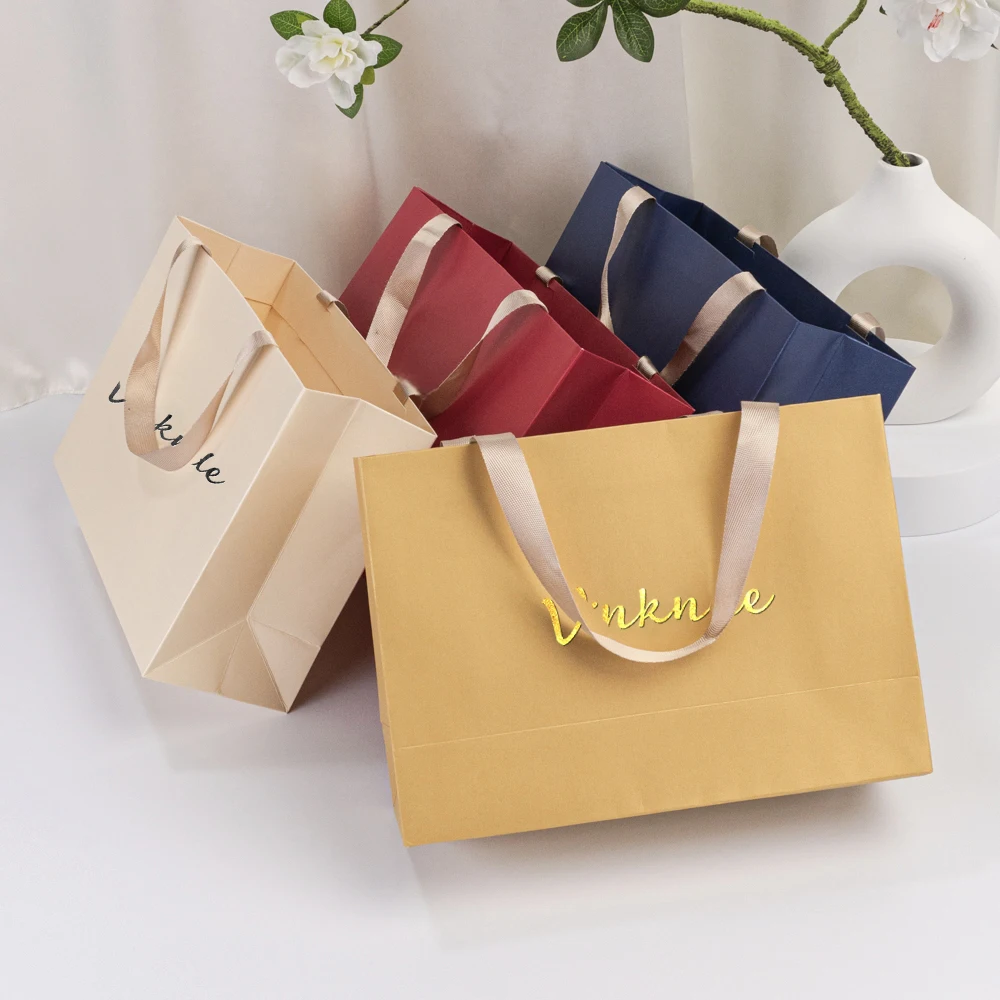 

Personalized Dark Blue Jewelry Paper Handle Bag Cosmetic Wedding Favors Gift Tote Shopping Packaging Cake Candy Organizer Pouch