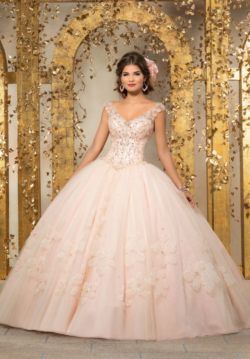 Robe de Quinceanera bleu ciel personnalisée, robe de Rh, mancherons, paillettes perlées, robe mexicaine Sweet 16, robe éducative de 15 ans, 2024, YQD101