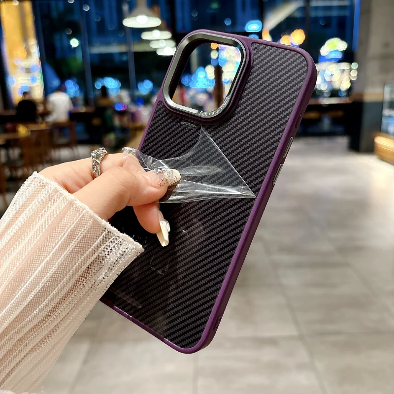 Luksusowe, matowe etui na telefon z włókna węglowego z mocowaniem MagSafe do iPhone'a 16 Pro Max 14 11 12 13 15 Pro Max, z bumperem.
