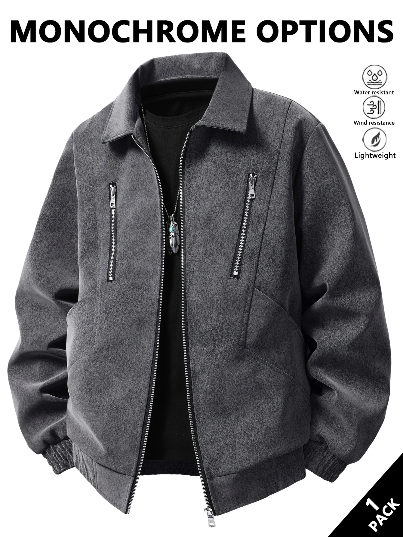 

Men's Leather Jacket with a Lapel Collar, a Neat Lapel Design, Windproof and Cold-Resistant, Suitable for Daily Commuting, Light Business in the Workplace, Casual Dating, Autumn and Winter Outings, Friend Gatherings, and Short Trips