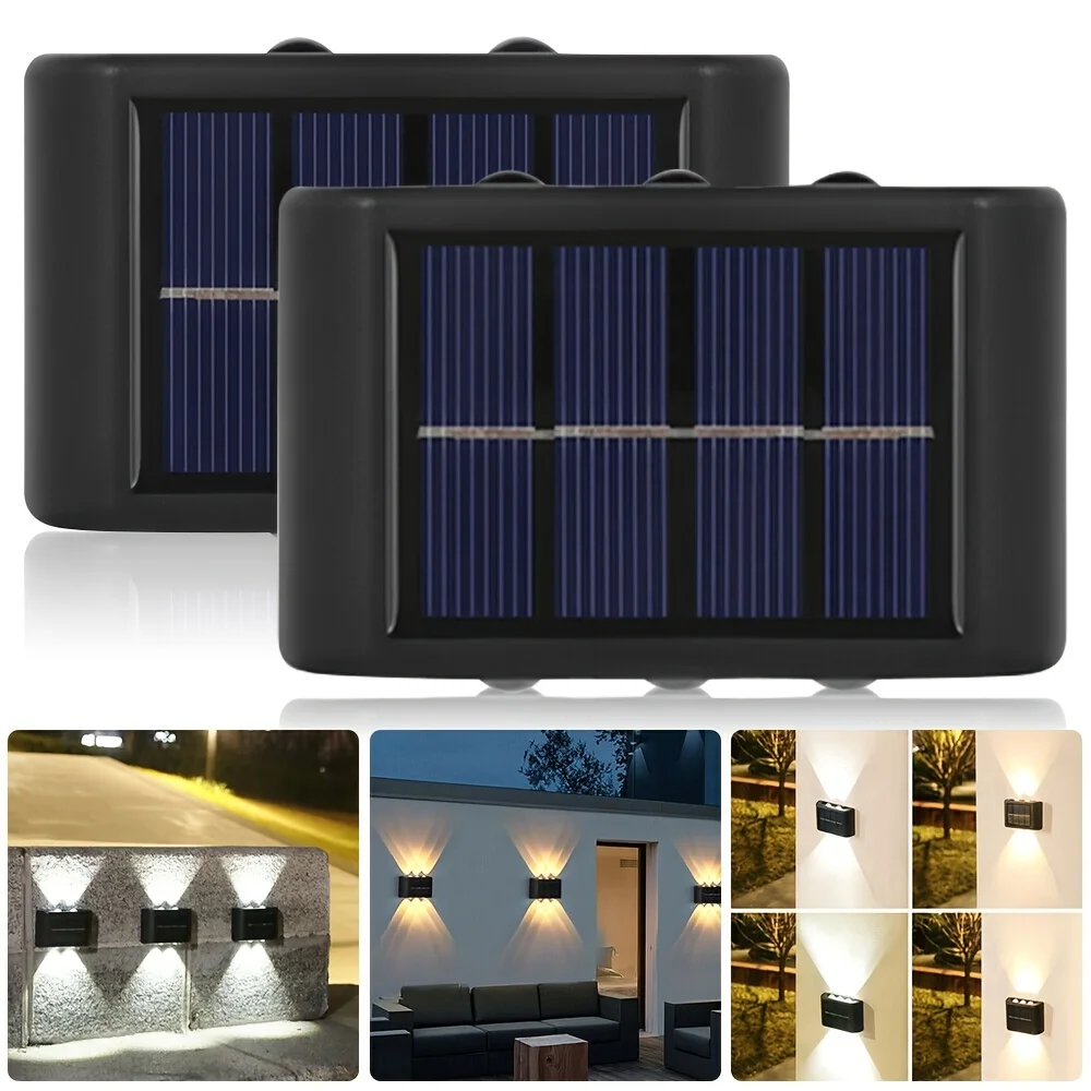 

1-8pcs Solar Fence Up And Down Wall Lamp Outdoor Waterproof LED Solar Lights Luminou Lighting For Garden Yard Street Decor Lamps