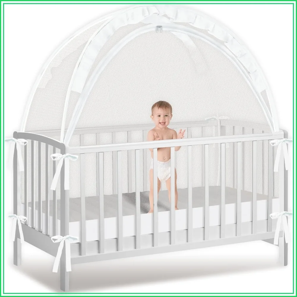 

Crib Tent to Keep Baby from Climbing Out, Mesh Climbing Prevention, Pop Up Tent with Two-Way Self-Locking Metal Zipper, Large
