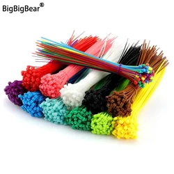 100pcs Self Locking Nylon Cable Ties 100/150/200mm Plastic Zip Wire Binding Wrap Straps DIY Cable Fasten Organiser Multicolour