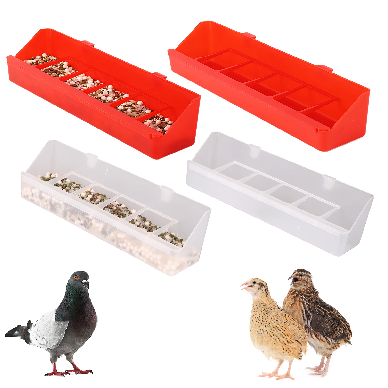 Pigeon Feeder Removable 6 Slots Hanging Chicken Feeder Trough Water Trough for Pigeon Parrots Chicks Quail Duck Bird Poultry 1Pc