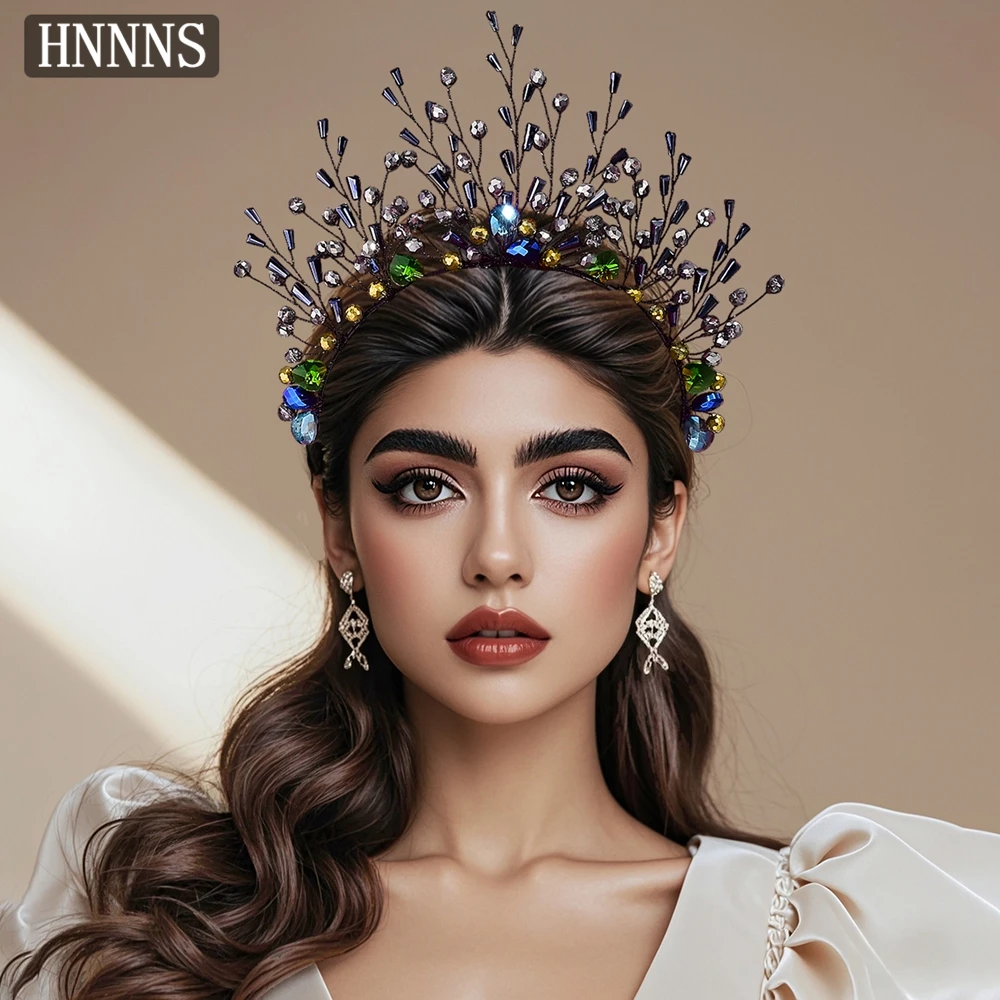 

TOPQUEEN Bridal Wedding Crown Hair Bracelet Handmade Color Diamond Exquisite Ladies Banquet Dance Elegant Hair Ornaments YXA285