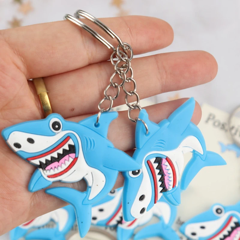 4/8pcs 2dFunny Shark Series Keychain Set，Comes with positive shark cards，Suitable for handbags and backpacks，For ladies/Inspirat