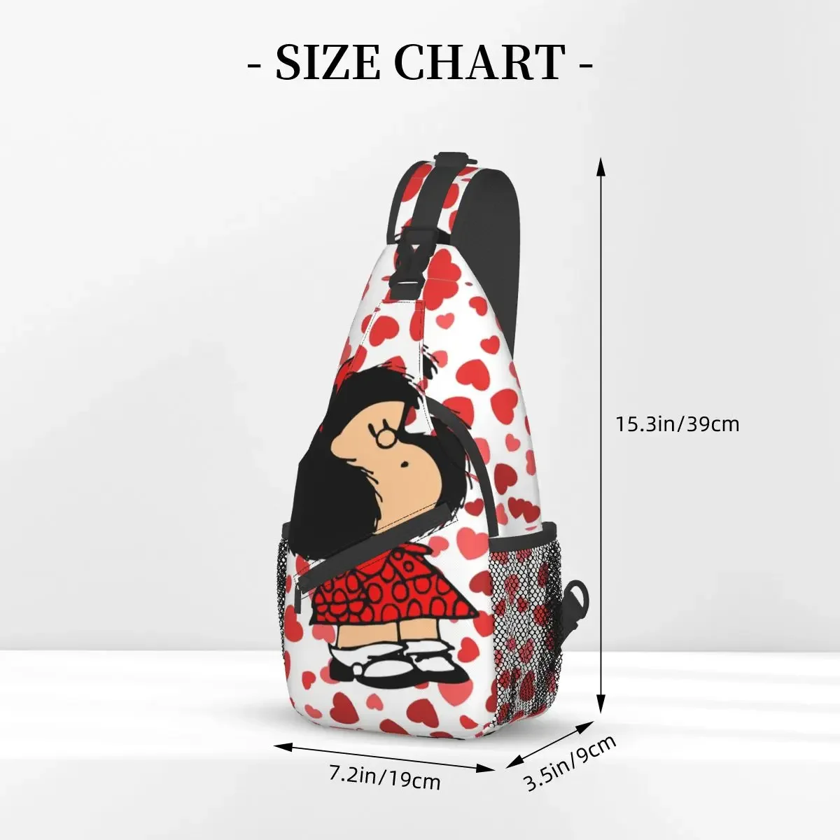 Mafalda Anime Plaid Small Sling Bag Chest Crossbody Shoulder Backpack Outdoor Sports Daypacks Men Women Satchel
