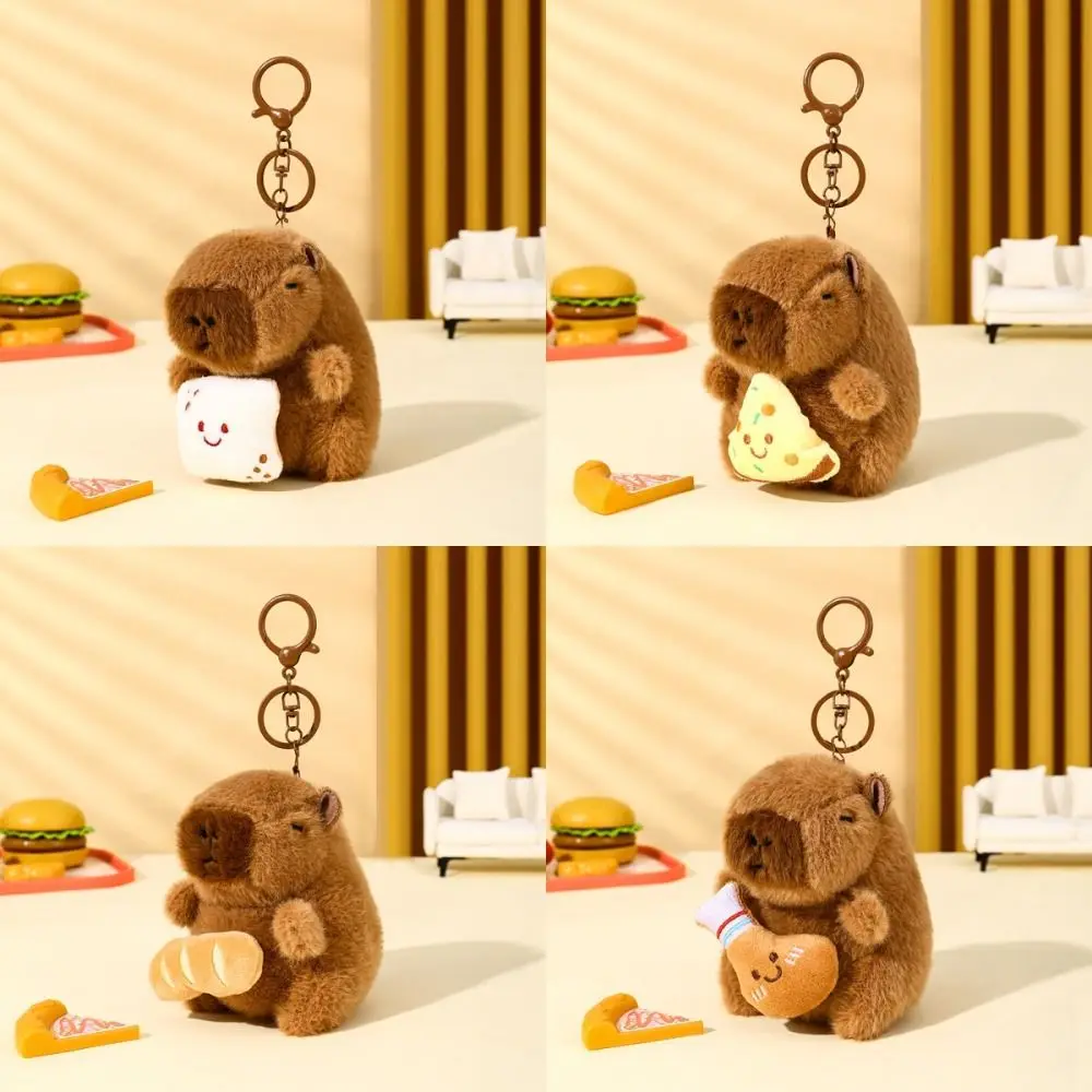Kawaii لطيف كابيبارا المفاتيح الحيوانات المحشوة حقيبة معلقة كابيبارا مفتاح قلادة الكرتون سحب ألعاب من نسيج مخملي دمية زوجين