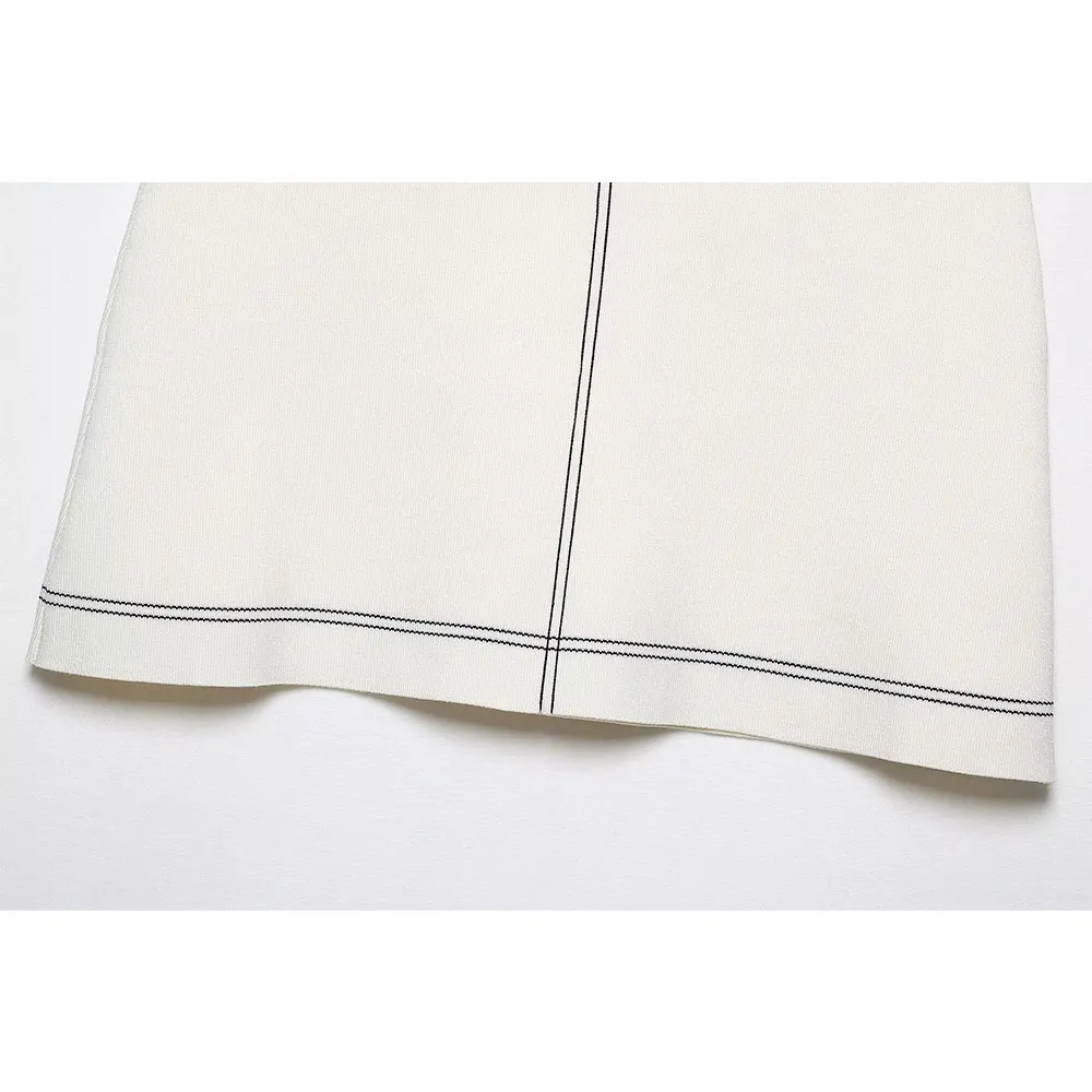 DUOPERI Vrouwen Mode 2025, Nieuwe Witte Gebreide A-lijn Mini Rok Casual Elastische Taille Vrouwelijke Chic Dame Rokken Faldas