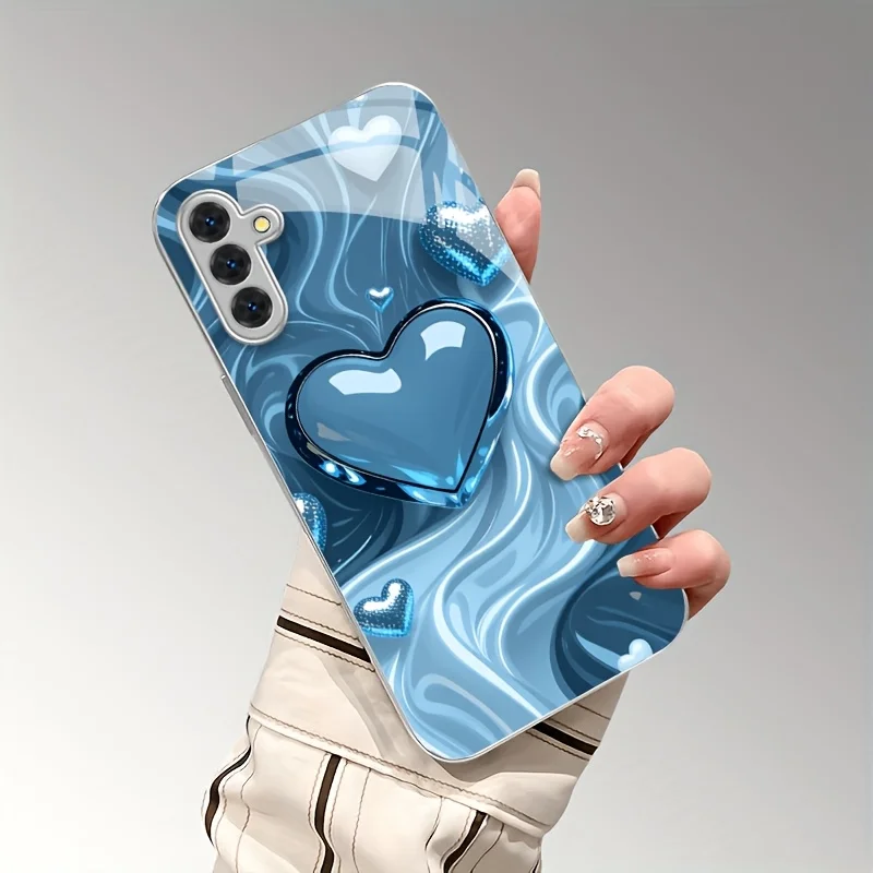 High end heart-shaped design pattern glass phone case suitable for Samsung Galaxy S26 S25 S24 S22 S21 S20FE/Ultra/Plus hard case view 6