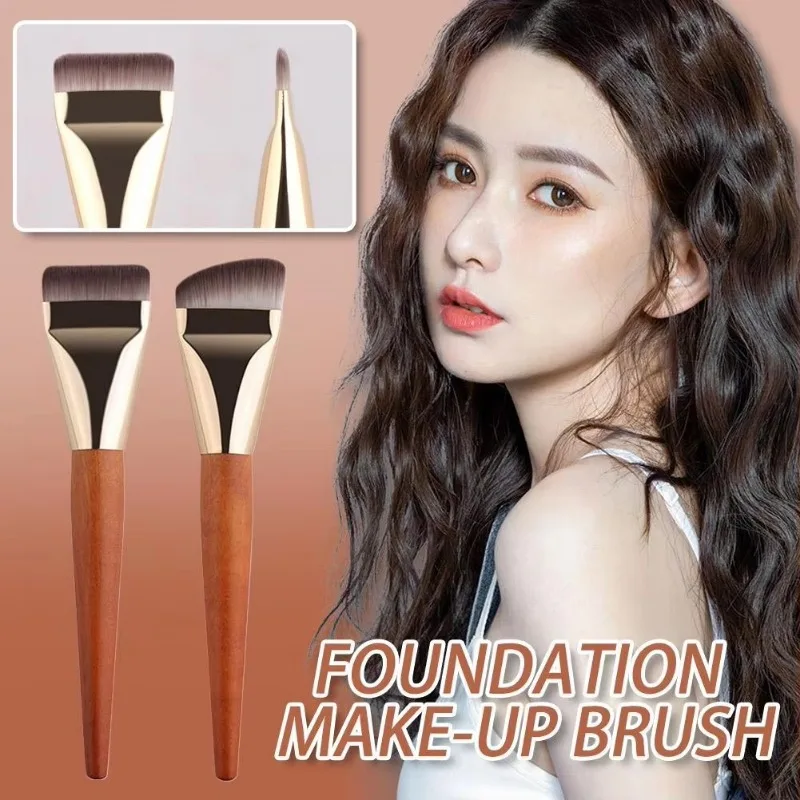 Foundation-Pinsel mit Holzgriff, ultradünn, flach, für BB-Creme, Make-up-Pinsel, Concealer, Foundation, natürlicher Look, Make-up-Werkzeug C704