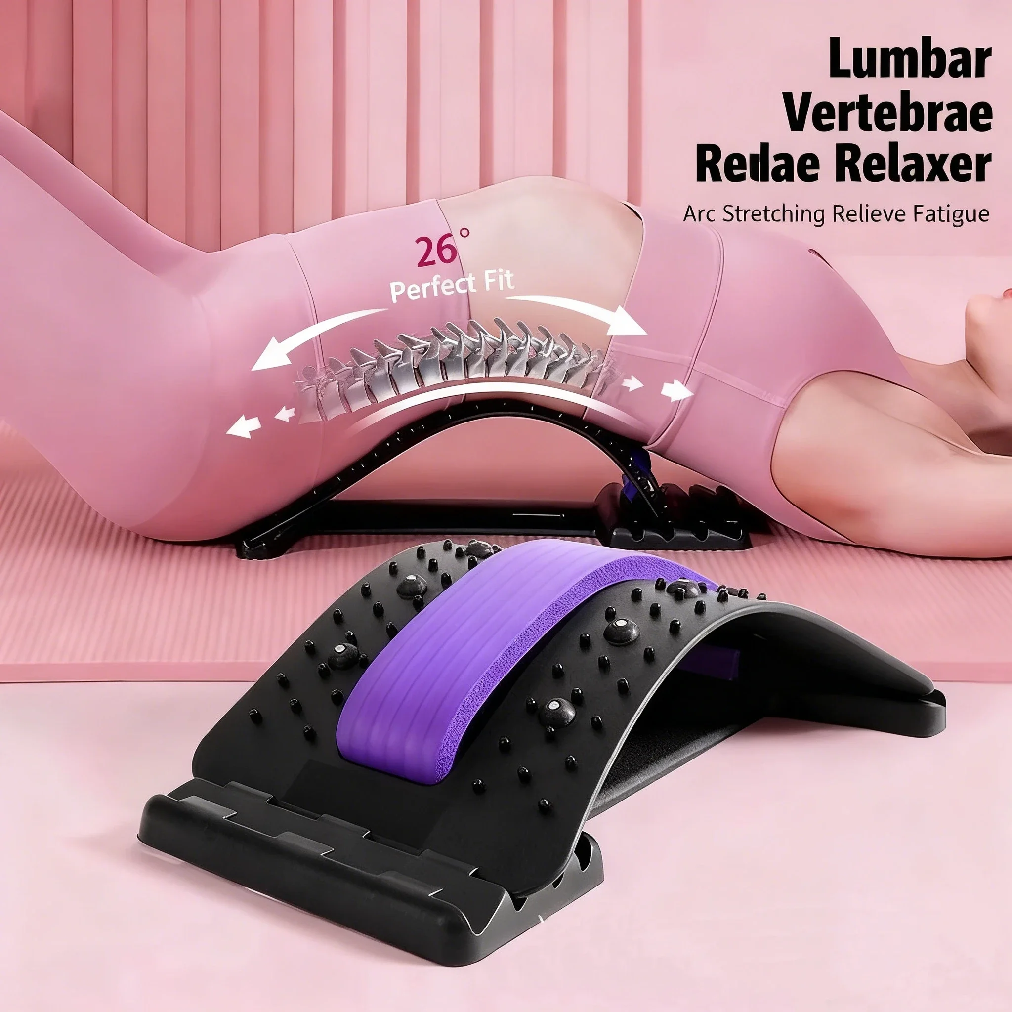Lumbar Back Stretcher for Back Pain Relief Multi-Level Back Cracker Board Lower and Upper Back Support Fitness Yoga