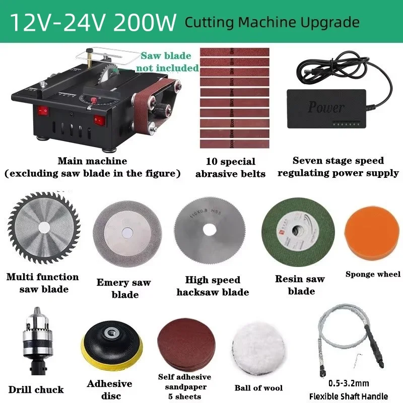 Multifunktionale Mini Tischkreissäge Schneidemaschine Holzbearbeitung Metall Kettensäge Bandschleifer Messerschärfer Schleifen und Schneidwerkzeuge