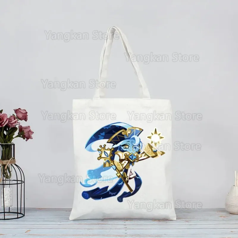 Cookie Run Shadow Milk Canvas Picknicktaschen Print Tote Bag Eco Wiederverwendbare Shopper Bag Canvas Picknicktasche Große Picknicktasche Männer Frauen