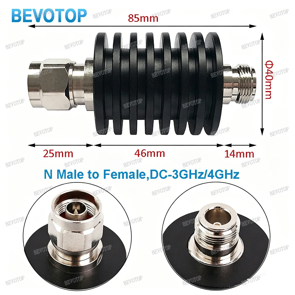 30W N Type N Male Plug to Female Jack Attenuator DC-3Ghz/4Ghz 1/2/3/5/6/10/15/20/30/40/50db RF coaxial Power Connector 50ohm
