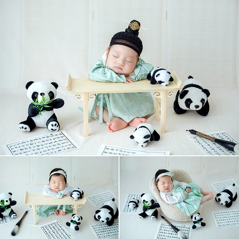 

Korean Style Newborn Photography Props, Baby Girl Boy Doll Panda Ancient Costume,For Infant Studio Shoot Pose Props Accessies