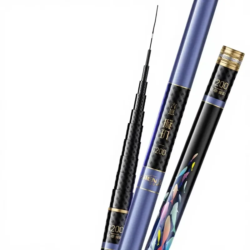 JIEN Xuanji Carbon Fiber Telescopic Freshwater Fishing Rod 12m-14m Extra Fast Action for Bass Carp & Trout-Lake Use
