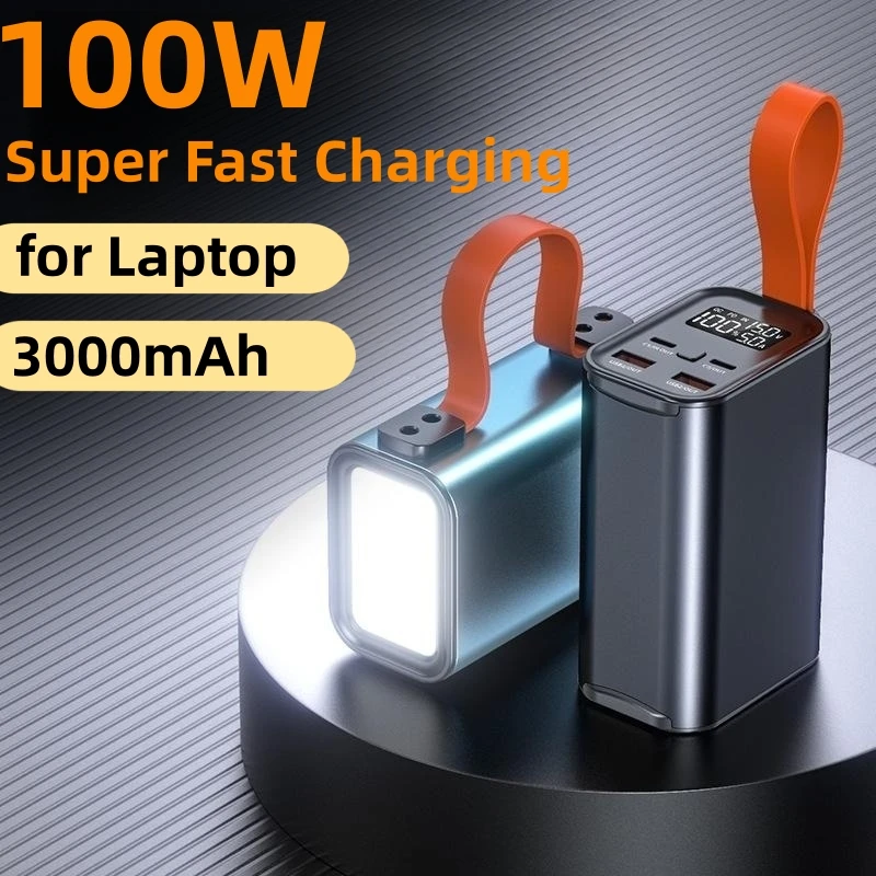 

100W Super Fast Charging Power Bank Dual USB for Laptop for iPhone 16 Samsung Portable Charger Powerbank Spare Battery 30000mAh