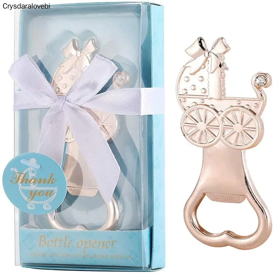 10pcs/lot Wedding Favors or Baby Shower Gifts Blue Baby Carriage Bottle Opener