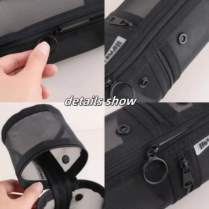 메이크업 브러쉬 버킷 메쉬 메이크업 브러쉬 보관 가방 이중 용도 스탠드 업 세면 용품 보관 가방 화장품 브러쉬 지퍼 주최자