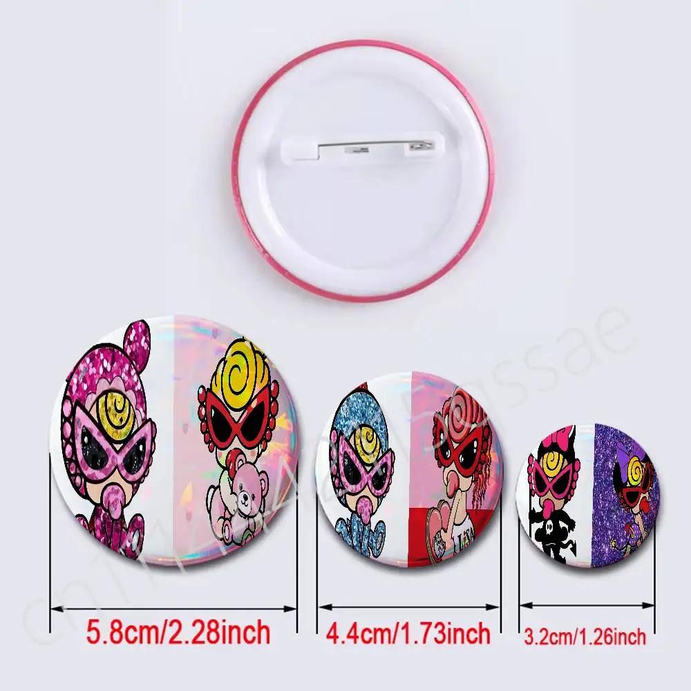 FOR Hysteric Cute Mini 2Pcs Round Badge Set Button Brooch Pin, Anime Game Fans Collectible Decor & Birthday Gift