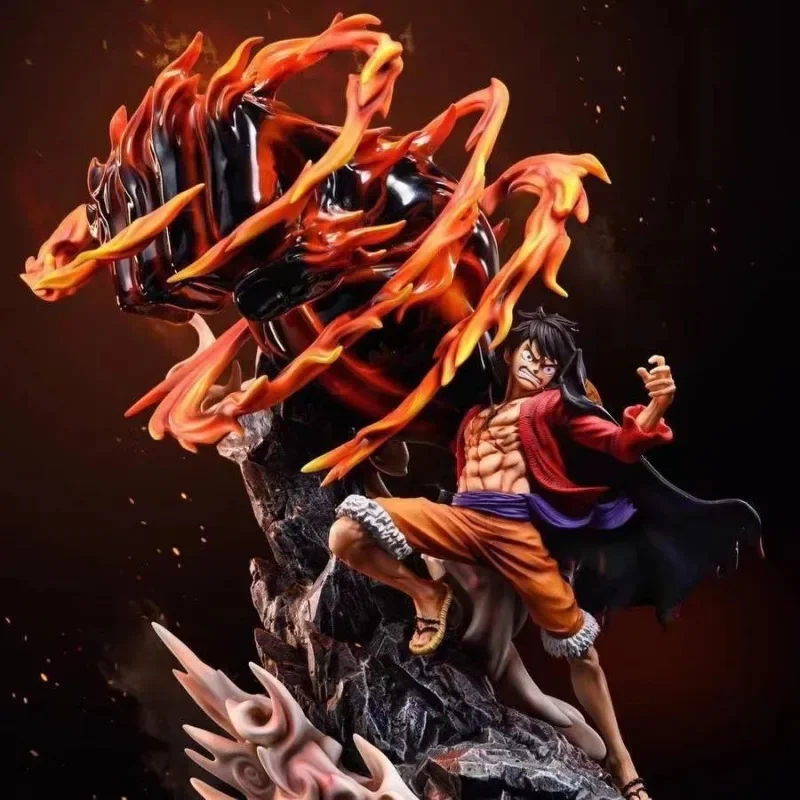 Fire Luffy GK ONE PIECE Series Ghost Island Daquan Luffy Figure High-quality Statue Box  Anime Figure