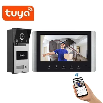7 Inch Touchscreen Tuya Smartlife APP 2MP 1080P Bedraad WIFI Intercom Video Deurtelefoon Rifd Toegangscontrole IP Deurbel 1v1