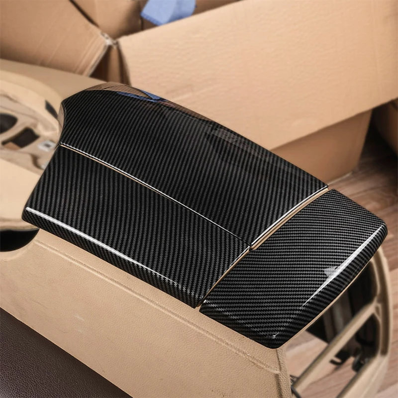

Car styling For BMW 5 Series E60 Carbon fiber Center Console Stowing Tidying Armrest box protect stickers cover Trim Accessories