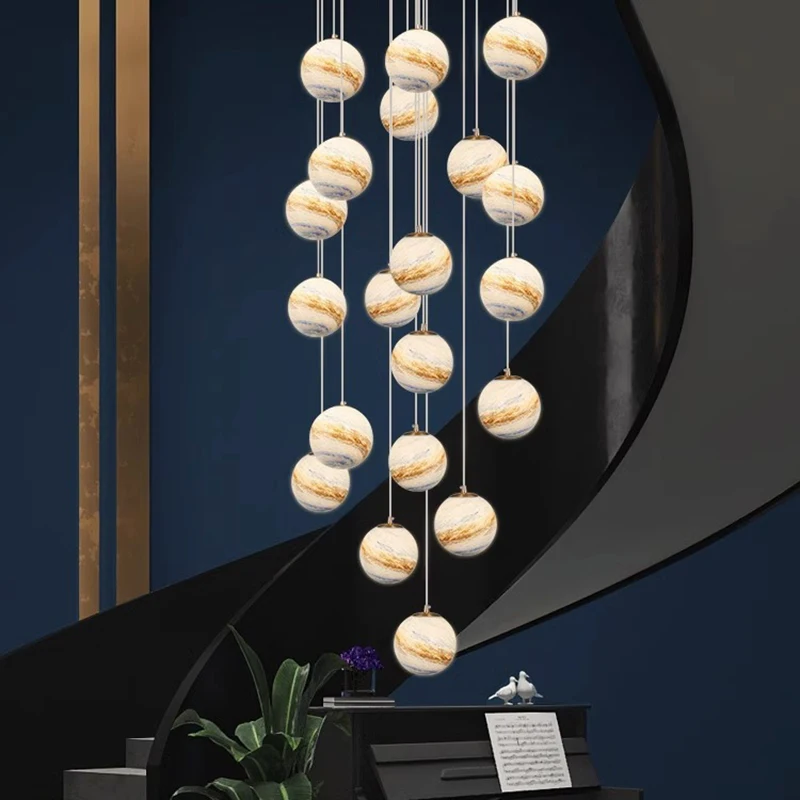 

2025 Modern Design Saturn Single head Glass Chandeliers, lustre Brass Hardware base Ceiling for living room Decorative Dimmable