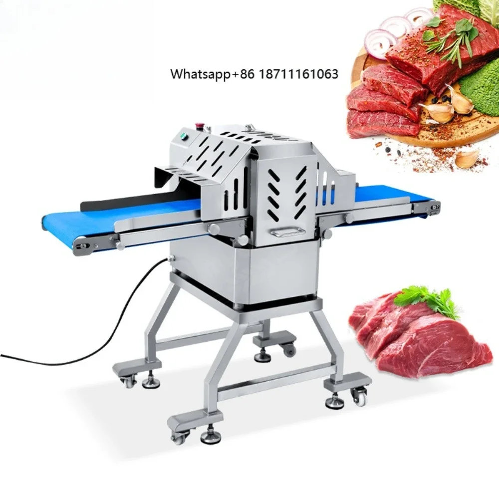 Commercial Electric Frozen Meat Strip Slicer Cutter Machine, Adjustable Thickness for Beef Jerky Pork Chicken Breast